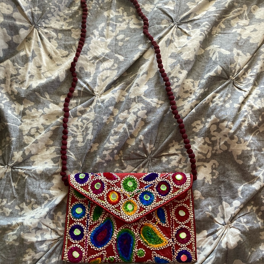Paisley velvet/cloth handbag crossbody